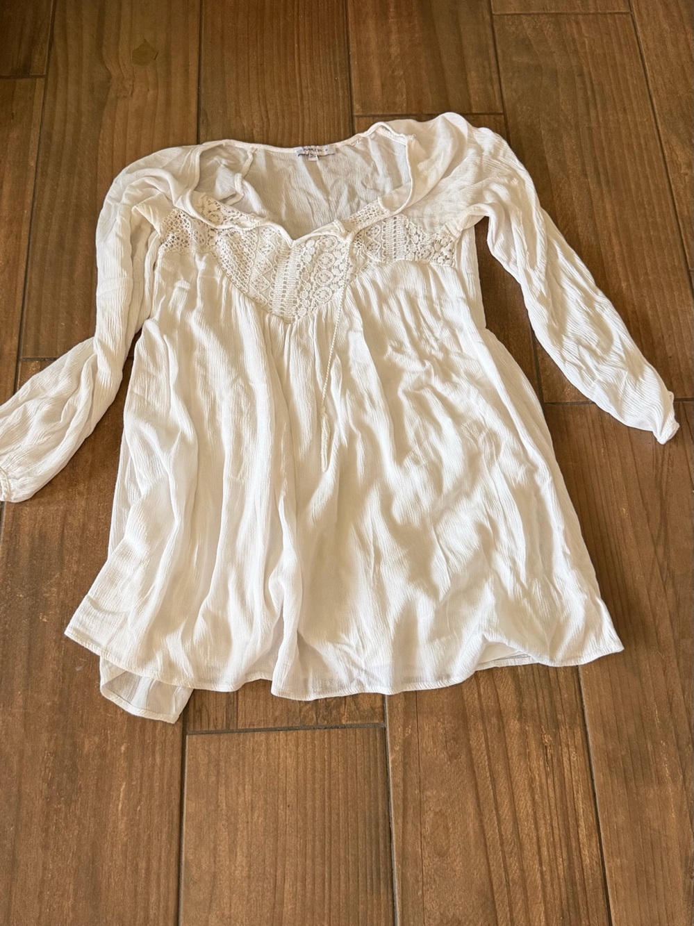 Purple Snow White Long-Sleeve Lace Yoke Tunic Dress